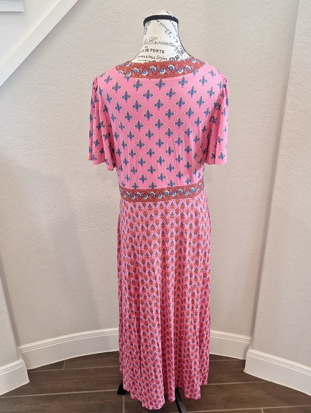 Boden Ellie Flutter Maxi Tea Dress Multi Print Coastal Boho V-neck Size 12P - Picture 7 of 13